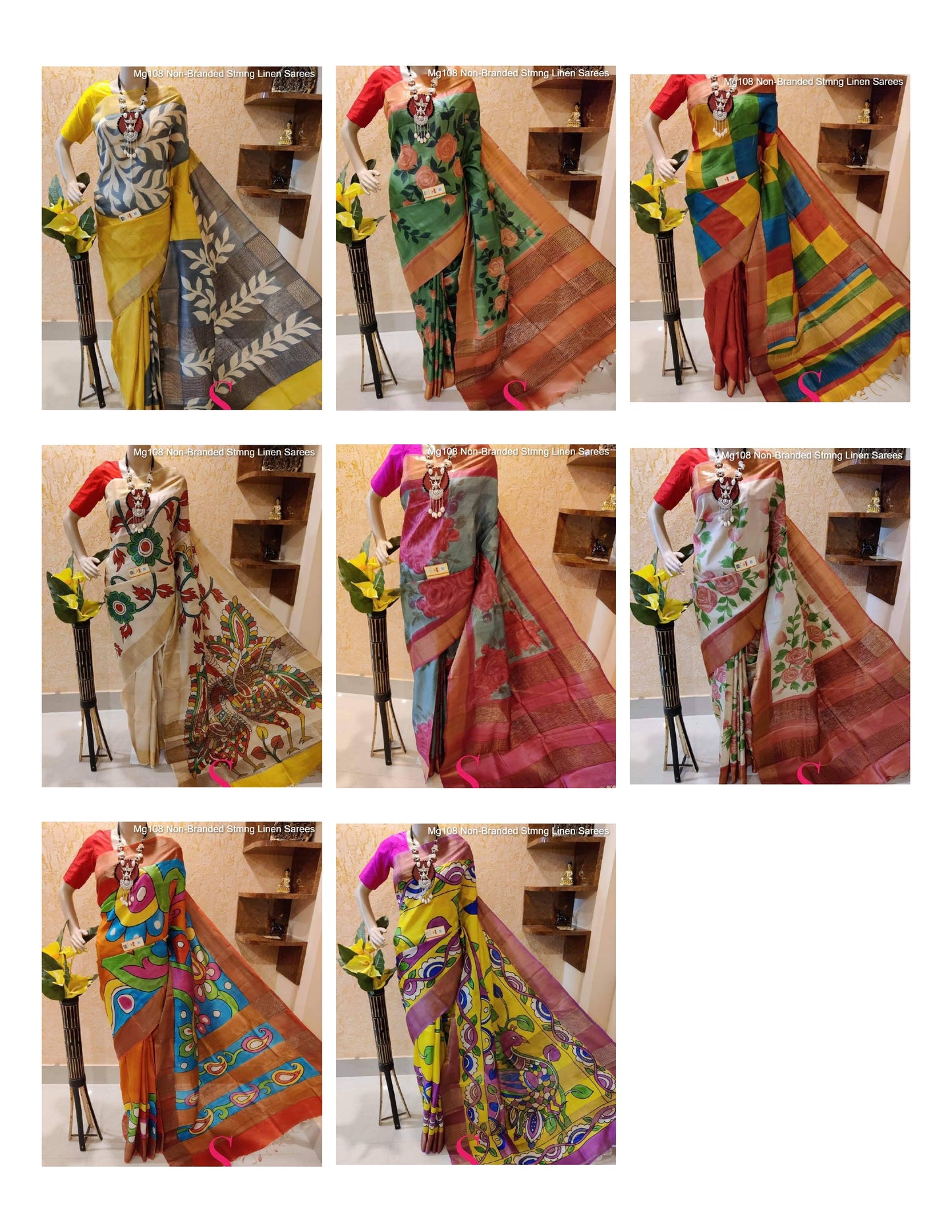 Mg108 Non-Branded Stmng Linen Sarees