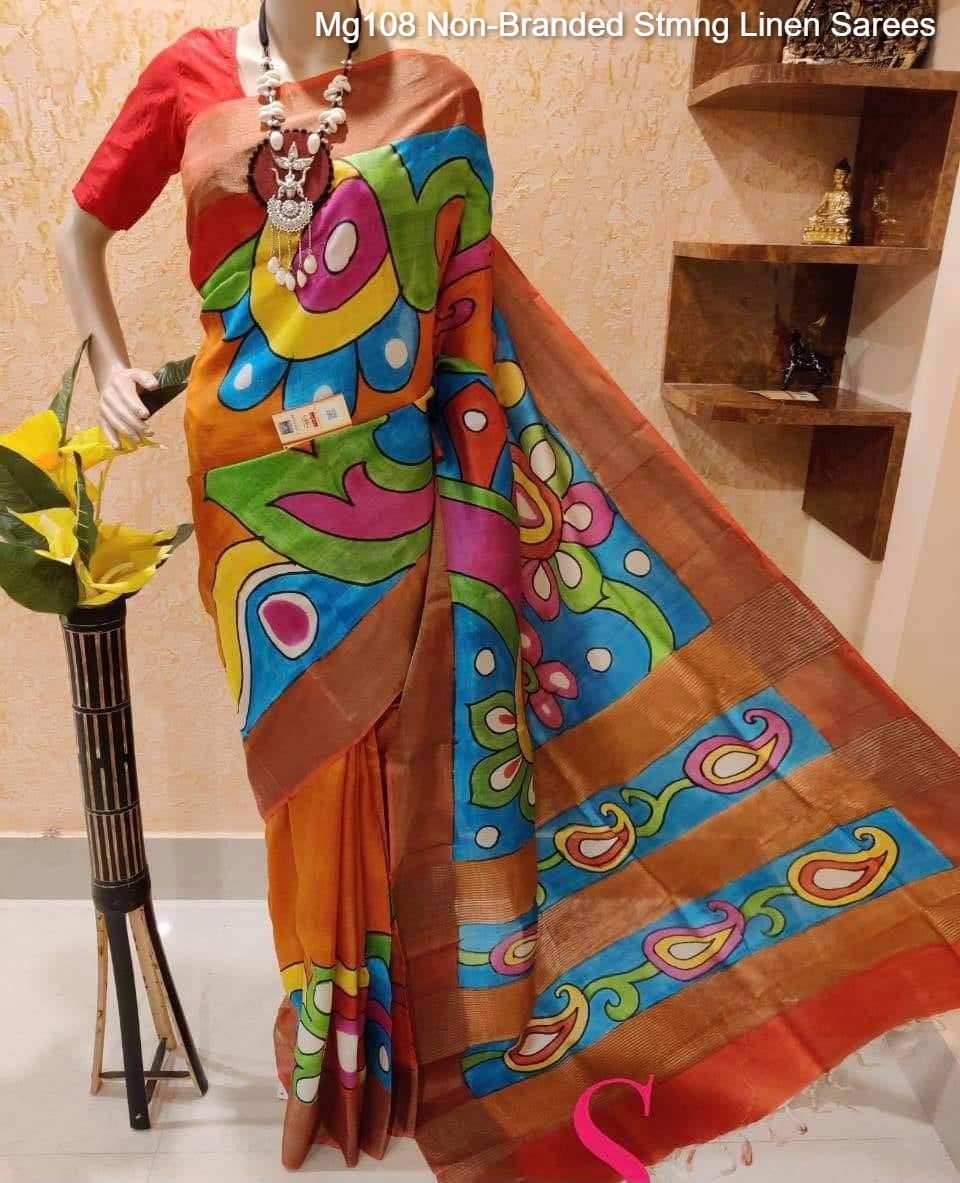 Mg108 Non-Branded Stmng Linen Sarees