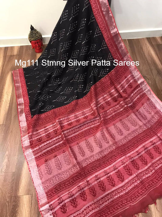Mg111 Stmng Silver Patta Sarees