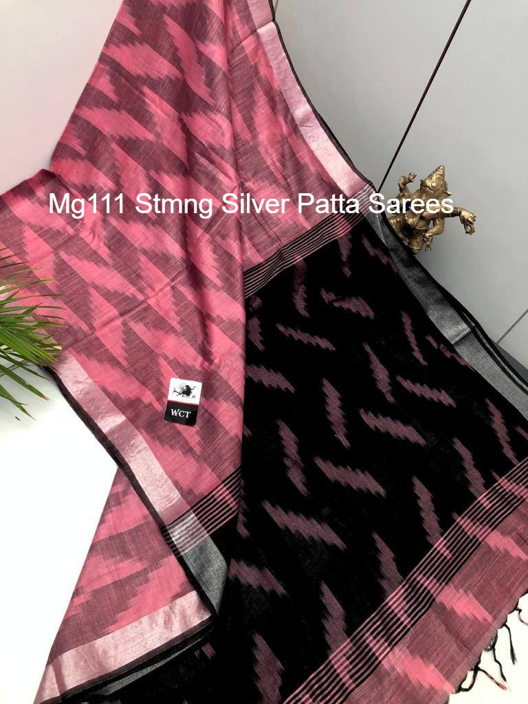 Mg111 Stmng Silver Patta Sarees