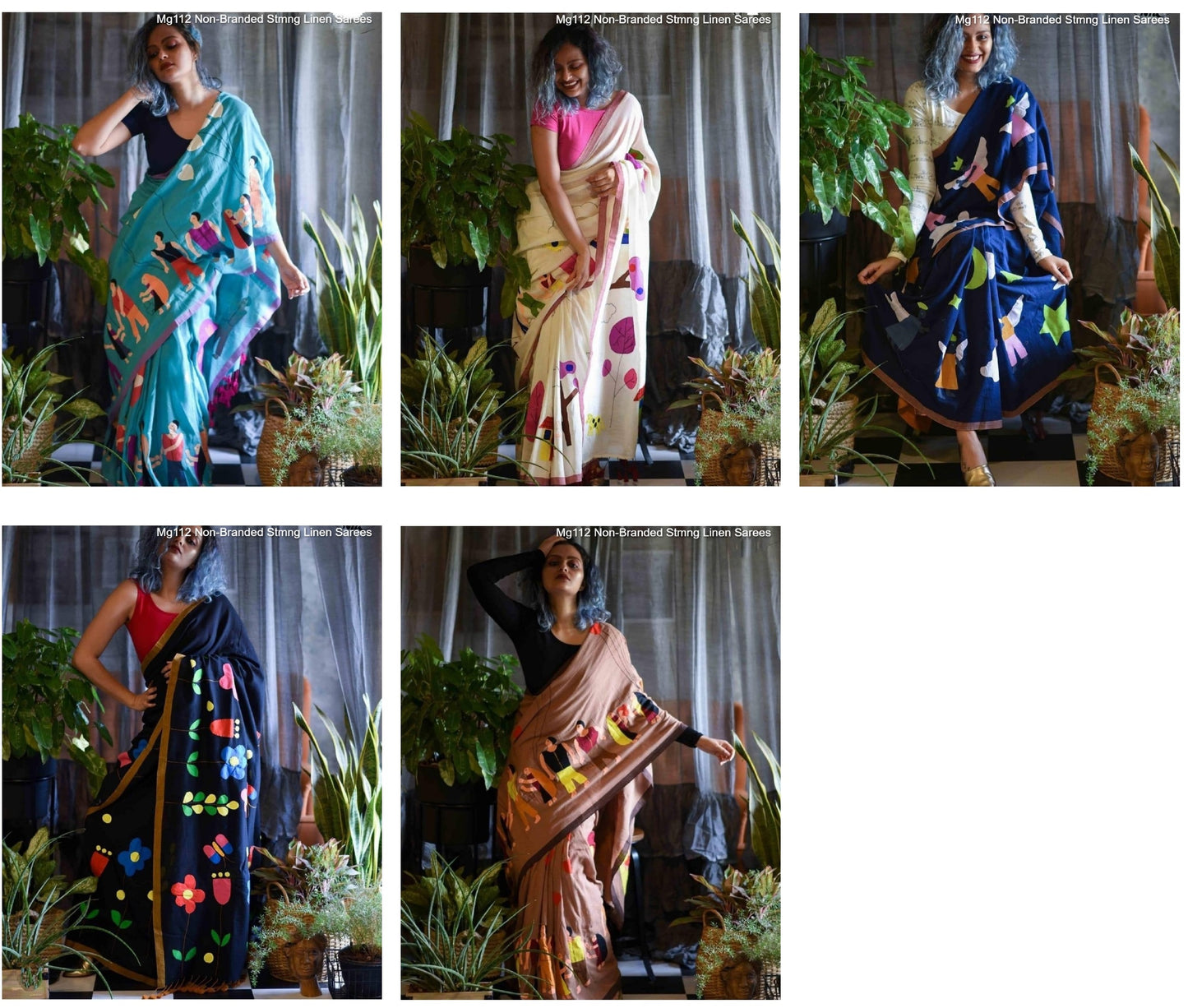 Mg112 Non-Branded Stmng Linen Sarees