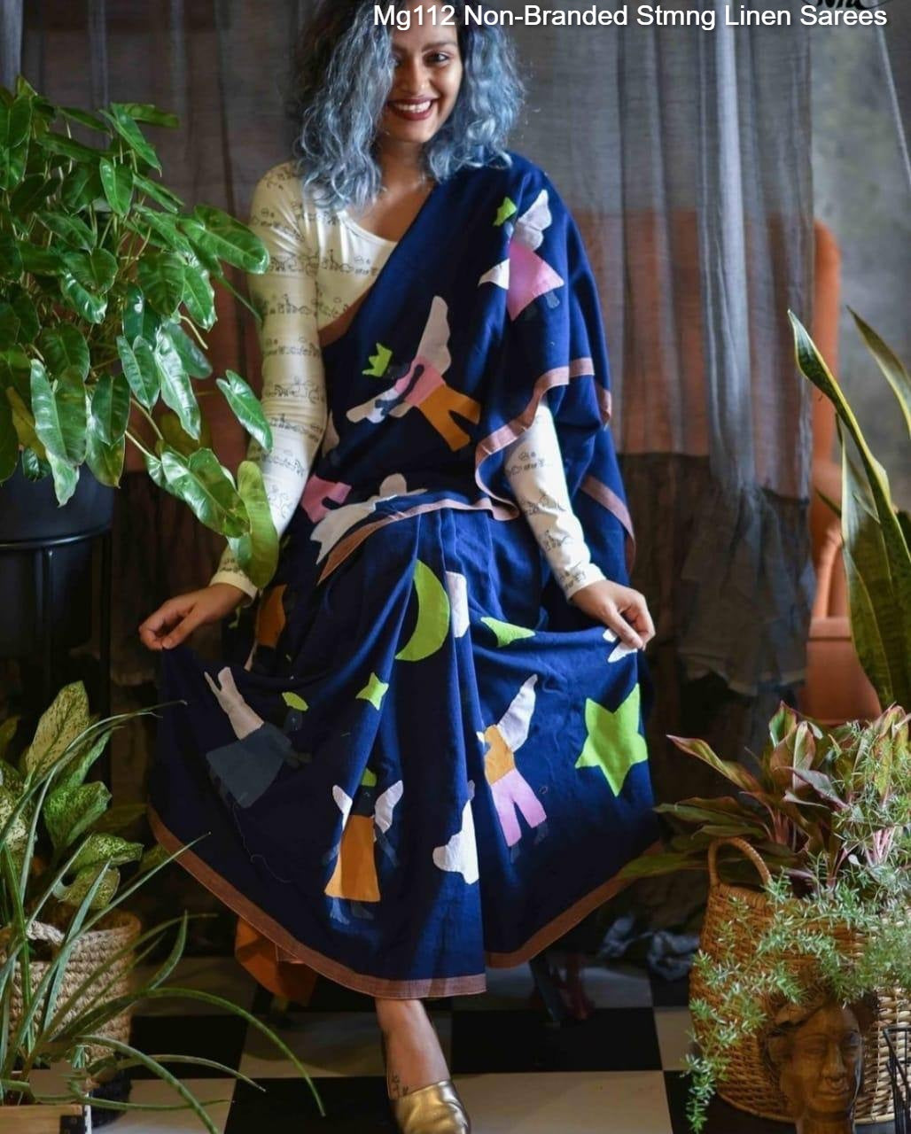 Mg112 Non-Branded Stmng Linen Sarees