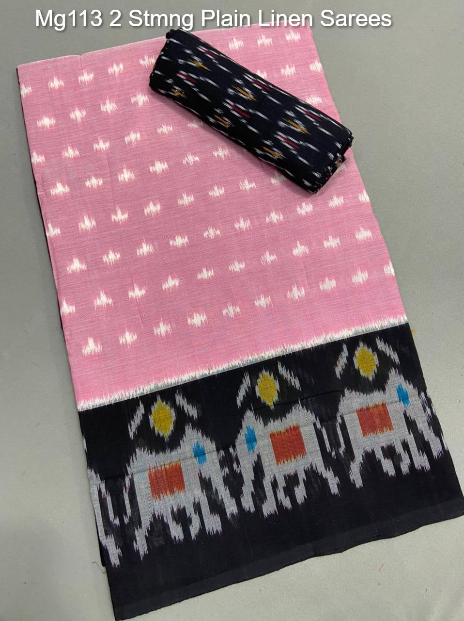 Mg113 2 Stmng Plain Linen Sarees