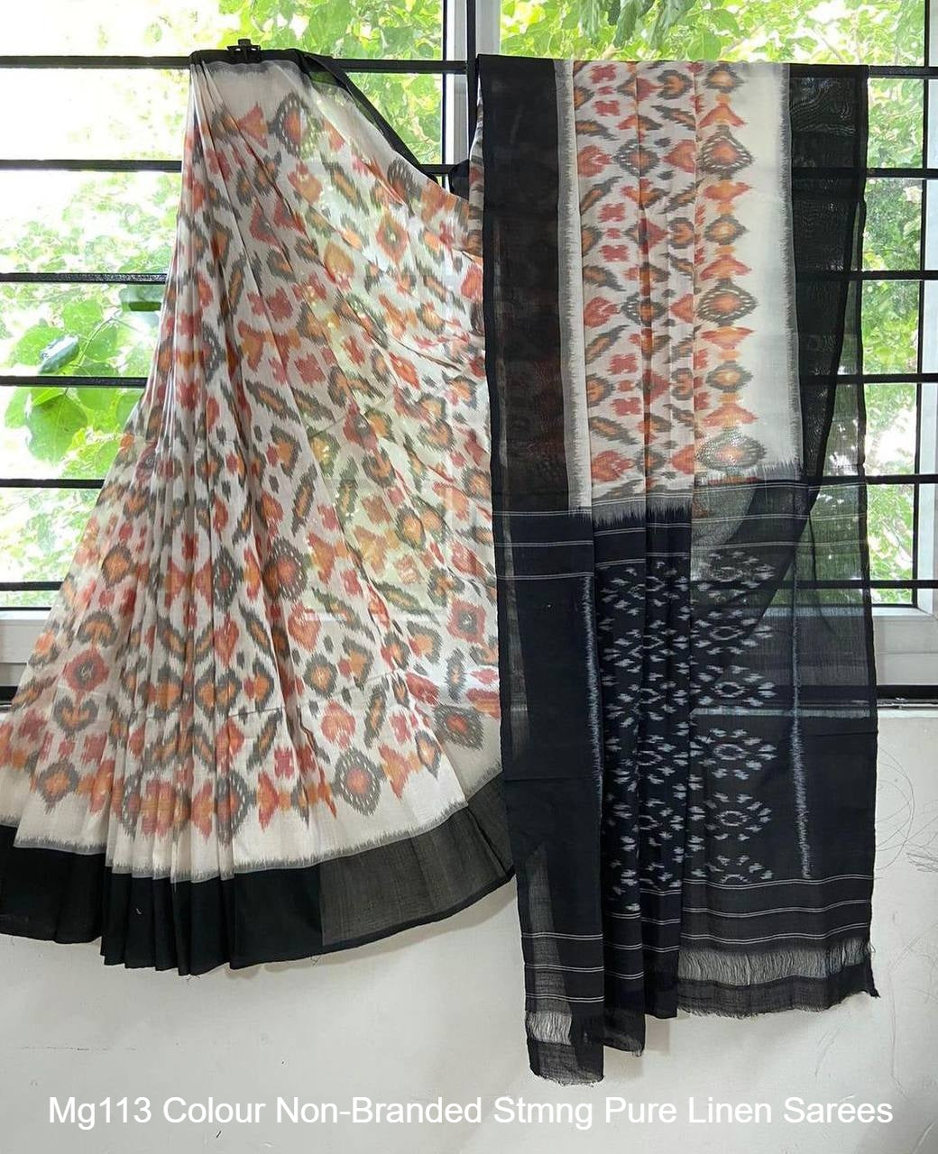 Mg113 Colour Non-Branded Stmng Pure Linen Sarees