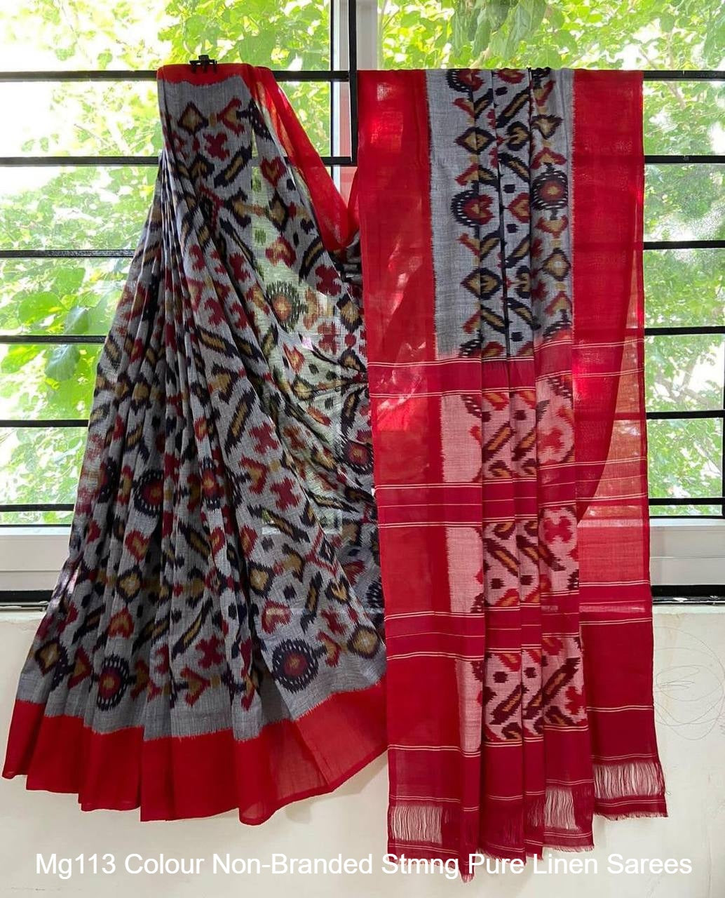 Mg113 Colour Non-Branded Stmng Pure Linen Sarees