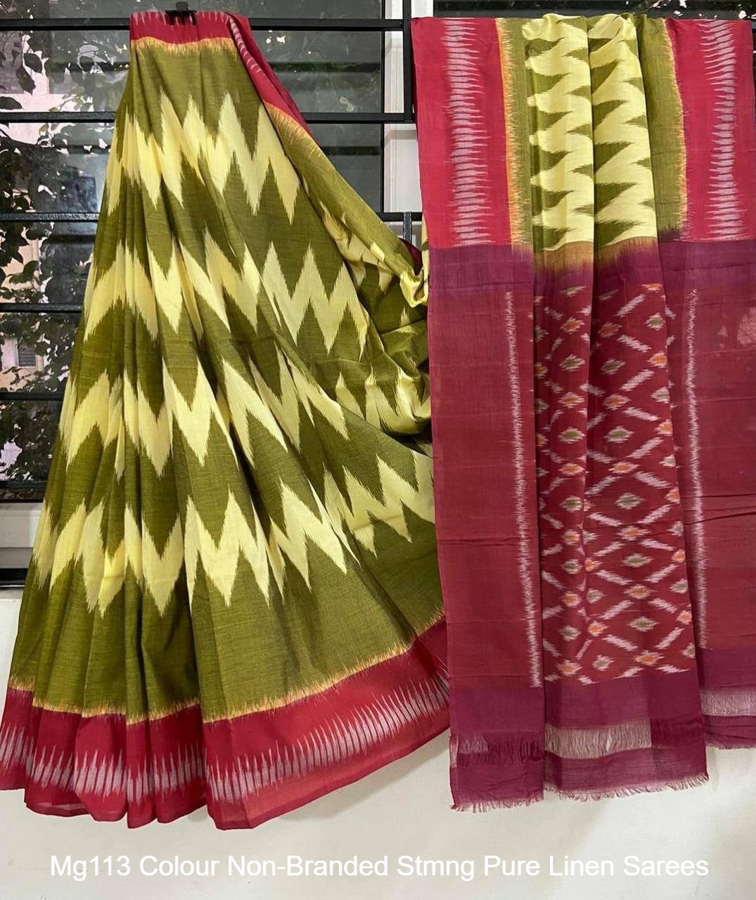 Mg113 Colour Non-Branded Stmng Pure Linen Sarees