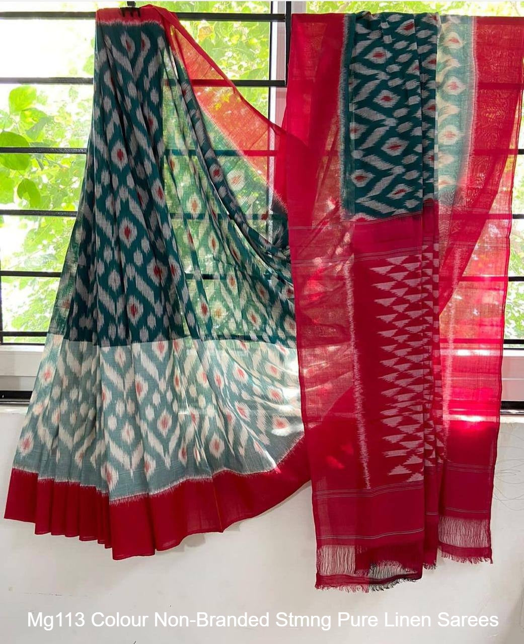 Mg113 Colour Non-Branded Stmng Pure Linen Sarees
