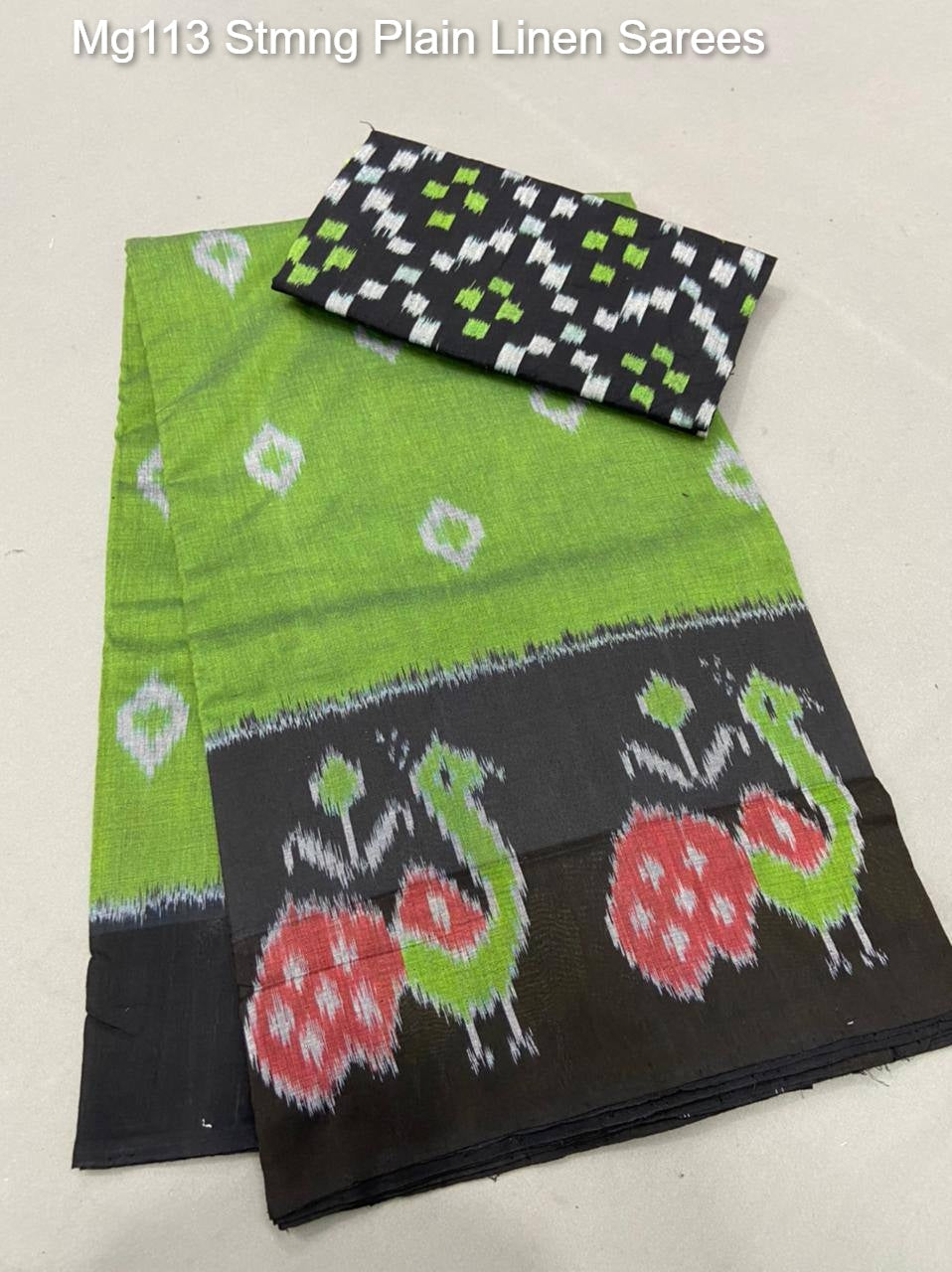 Mg113 Stmng Plain Linen Sarees