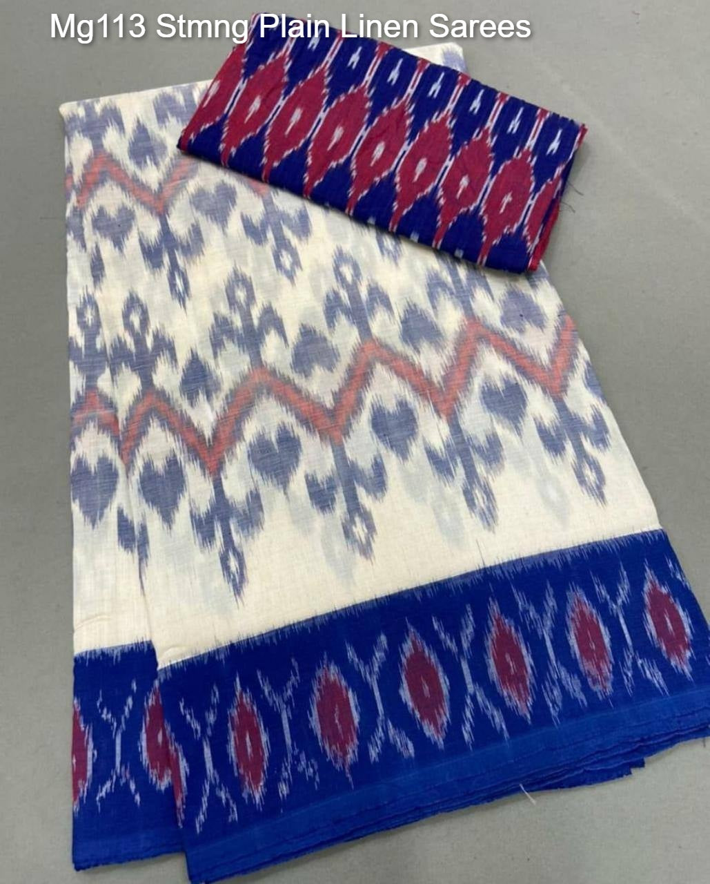 Mg113 Stmng Plain Linen Sarees