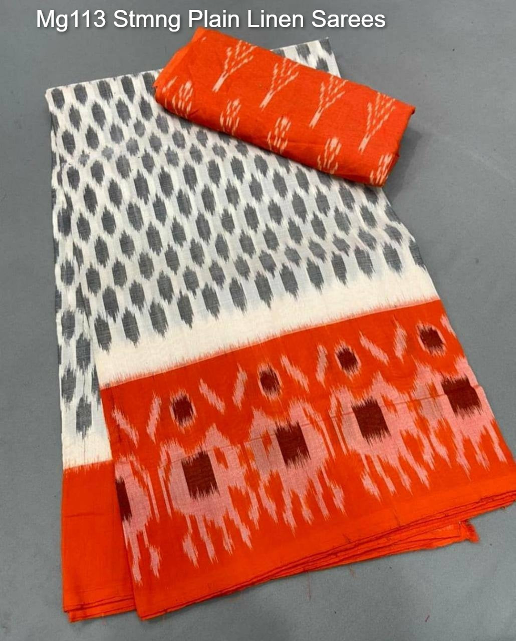 Mg113 Stmng Plain Linen Sarees