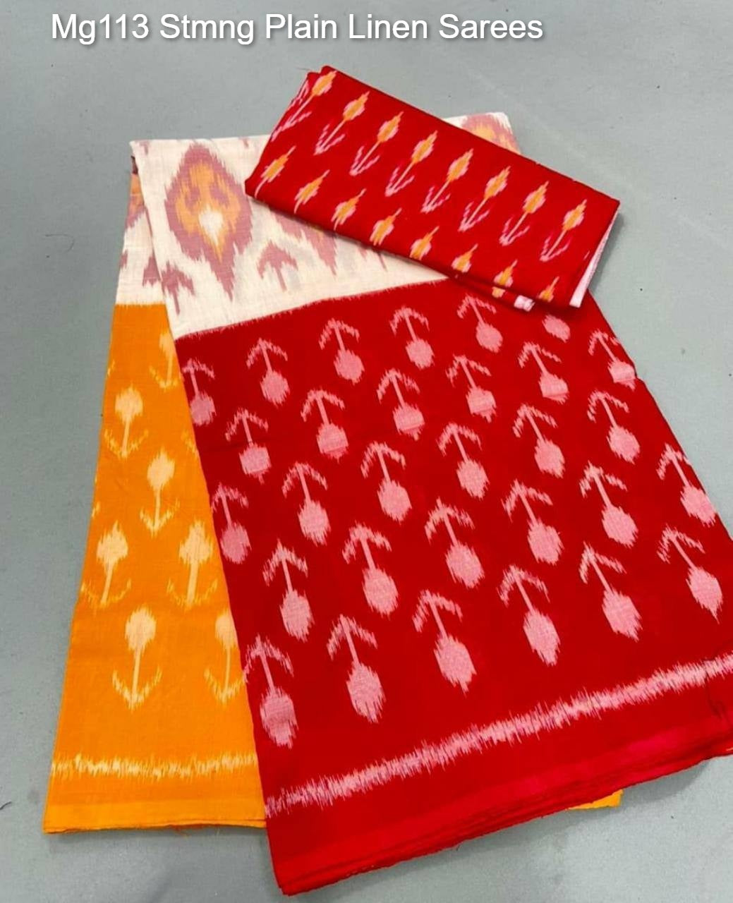Mg113 Stmng Plain Linen Sarees