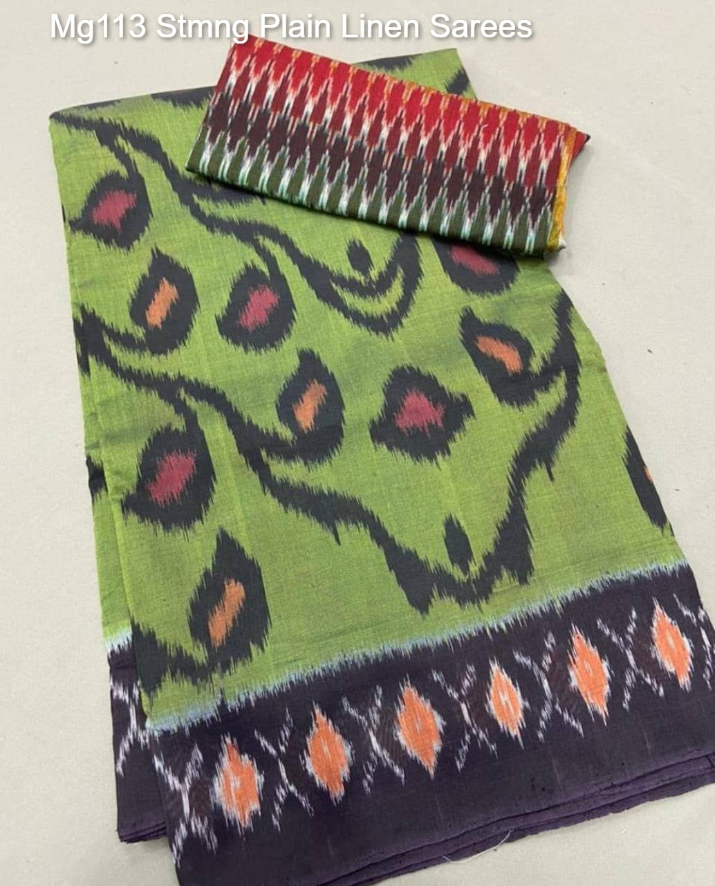 Mg113 Stmng Plain Linen Sarees