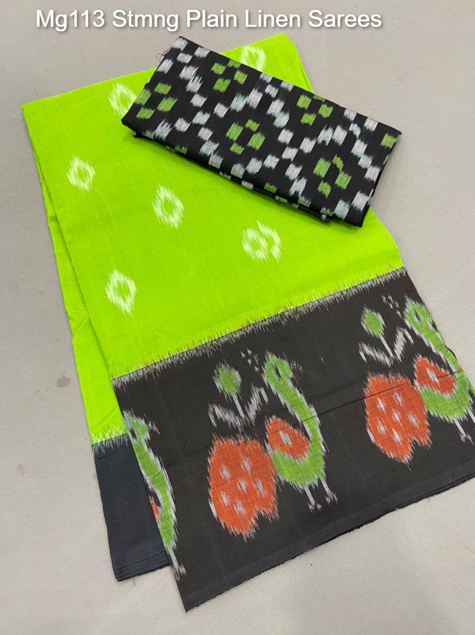 Mg113 Stmng Plain Linen Sarees