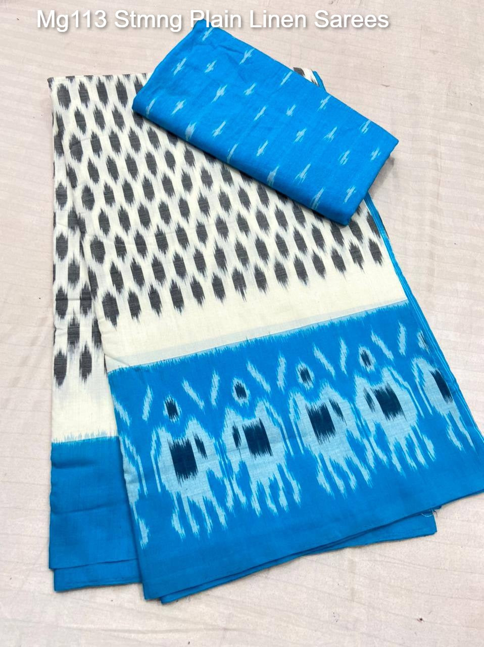 Mg113 Stmng Plain Linen Sarees