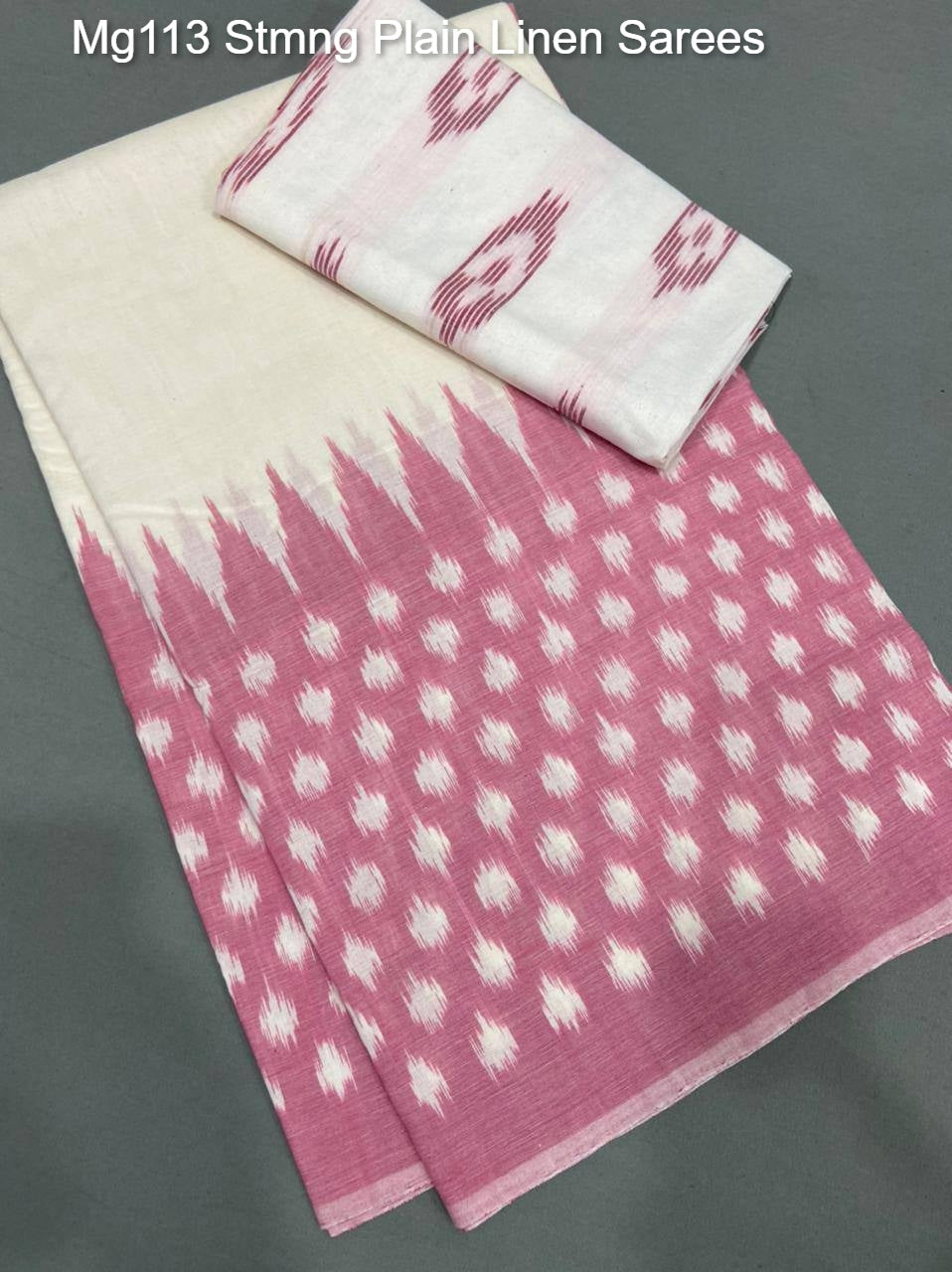 Mg113 Stmng Plain Linen Sarees