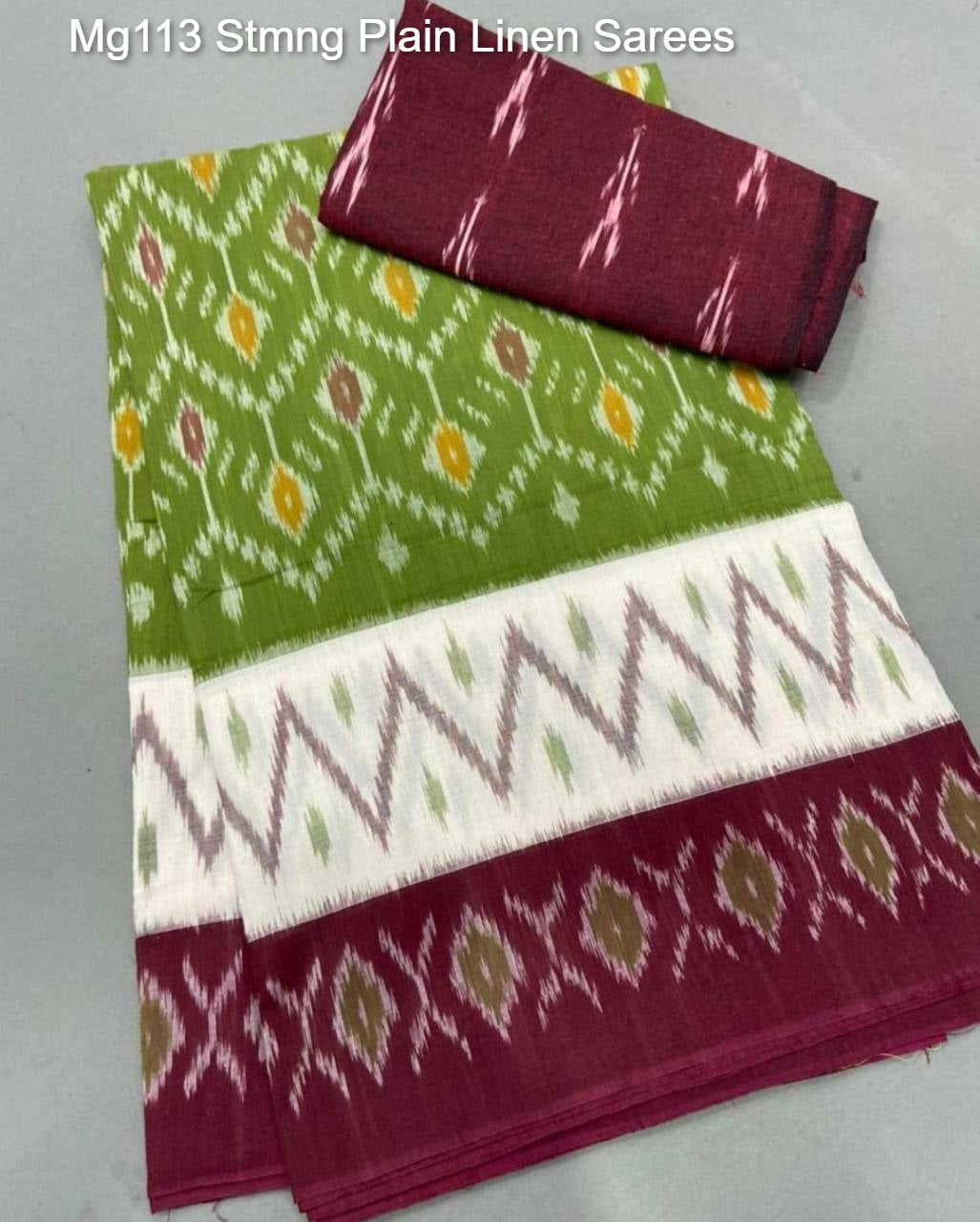 Mg113 Stmng Plain Linen Sarees