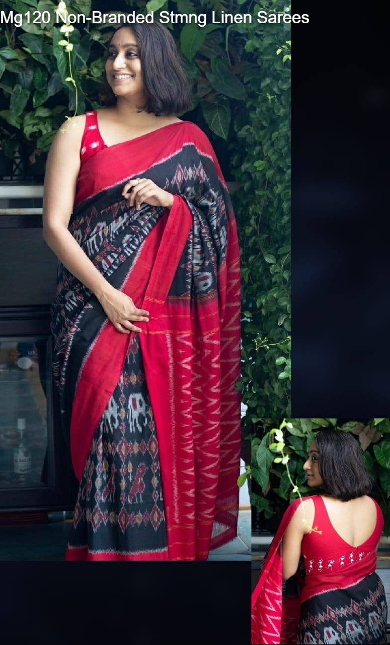 Mg120 Non-Branded Stmng Linen Sarees