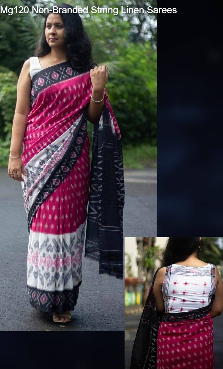 Mg120 Non-Branded Stmng Linen Sarees