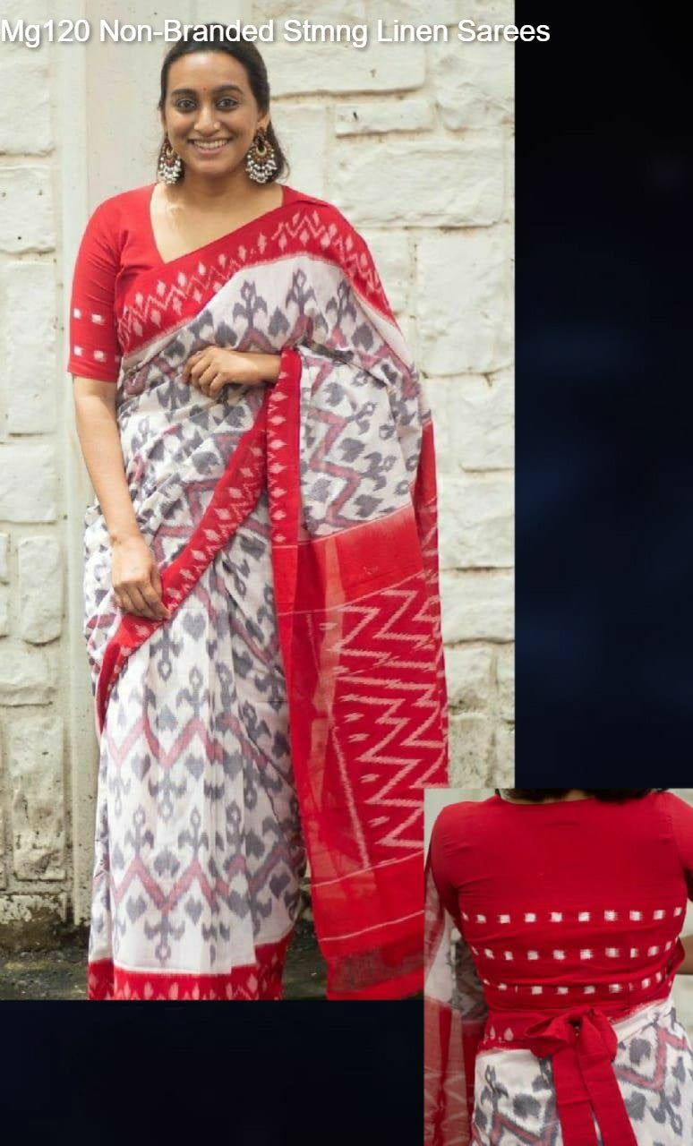 Mg120 Non-Branded Stmng Linen Sarees