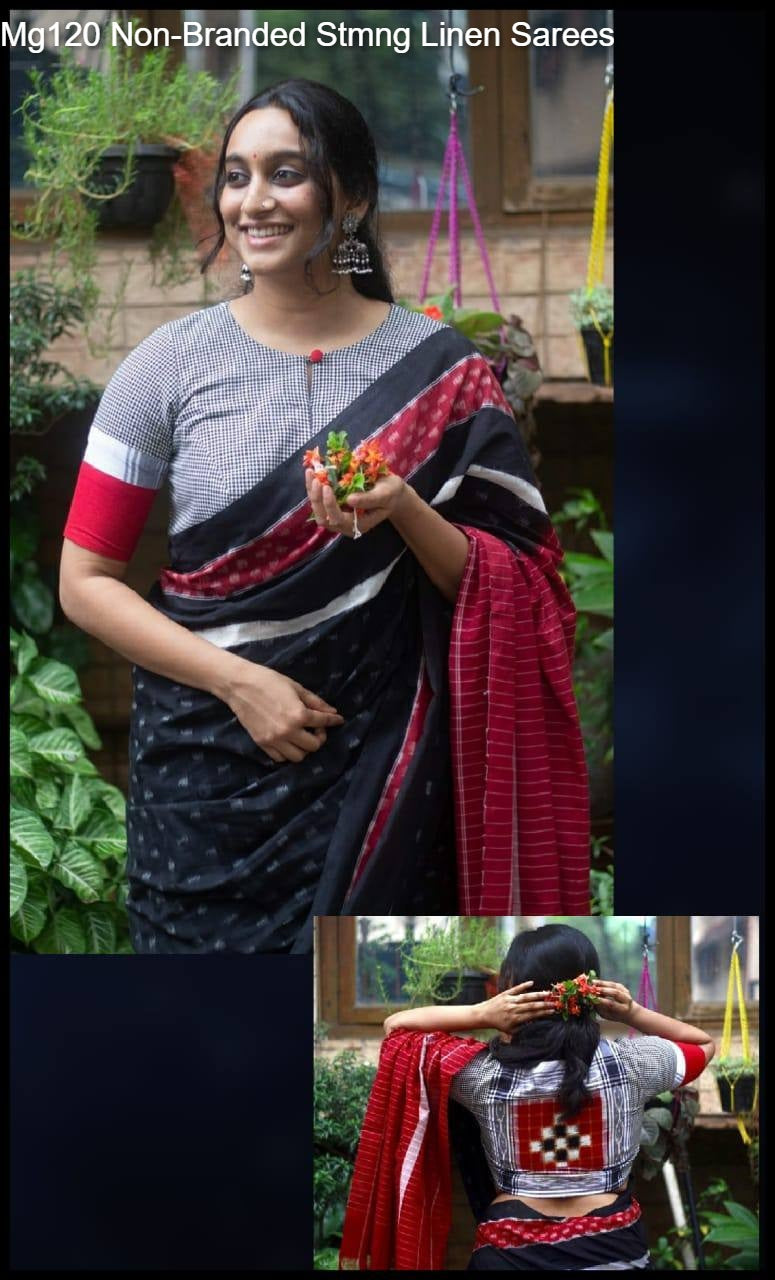 Mg120 Non-Branded Stmng Linen Sarees