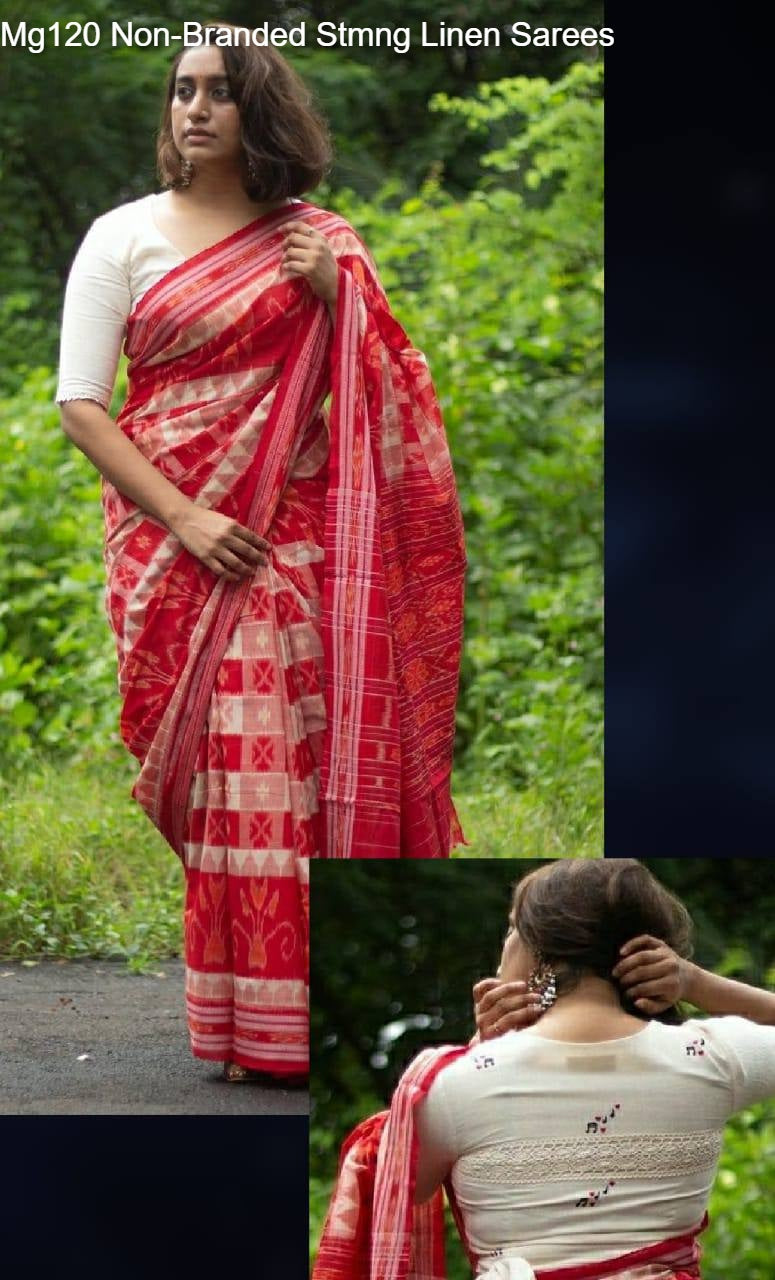 Mg120 Non-Branded Stmng Linen Sarees