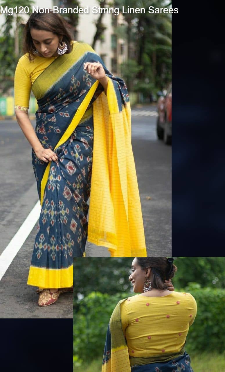 Mg120 Non-Branded Stmng Linen Sarees