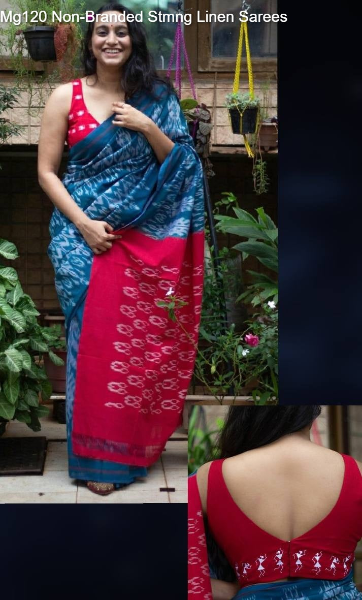Mg120 Non-Branded Stmng Linen Sarees