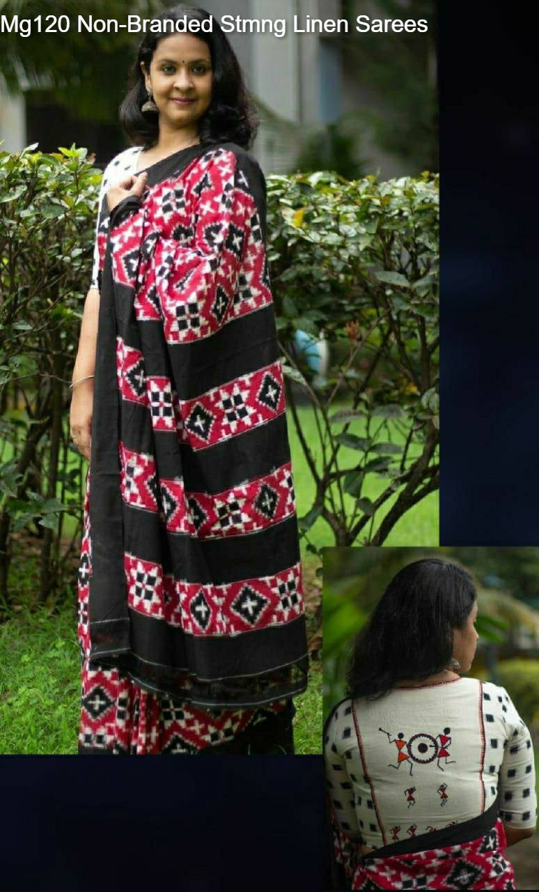 Mg120 Non-Branded Stmng Linen Sarees