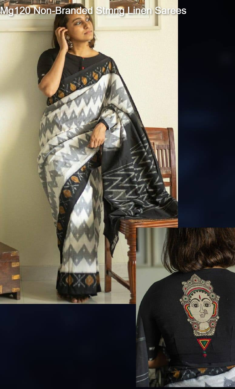 Mg120 Non-Branded Stmng Linen Sarees