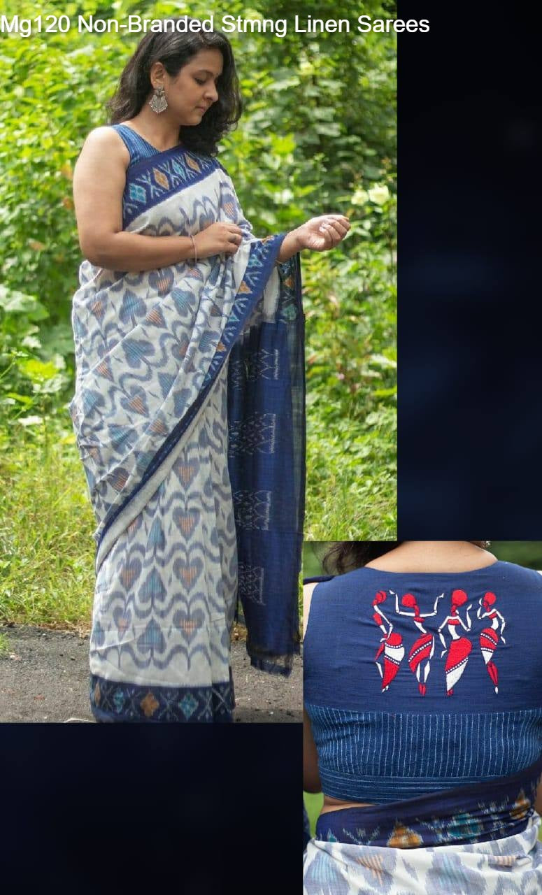 Mg120 Non-Branded Stmng Linen Sarees