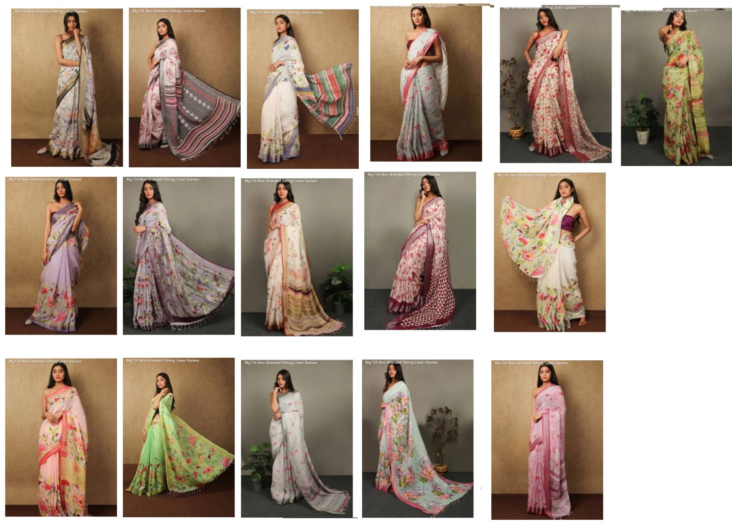 Mg134 Non-Branded Stmng Linen Sarees