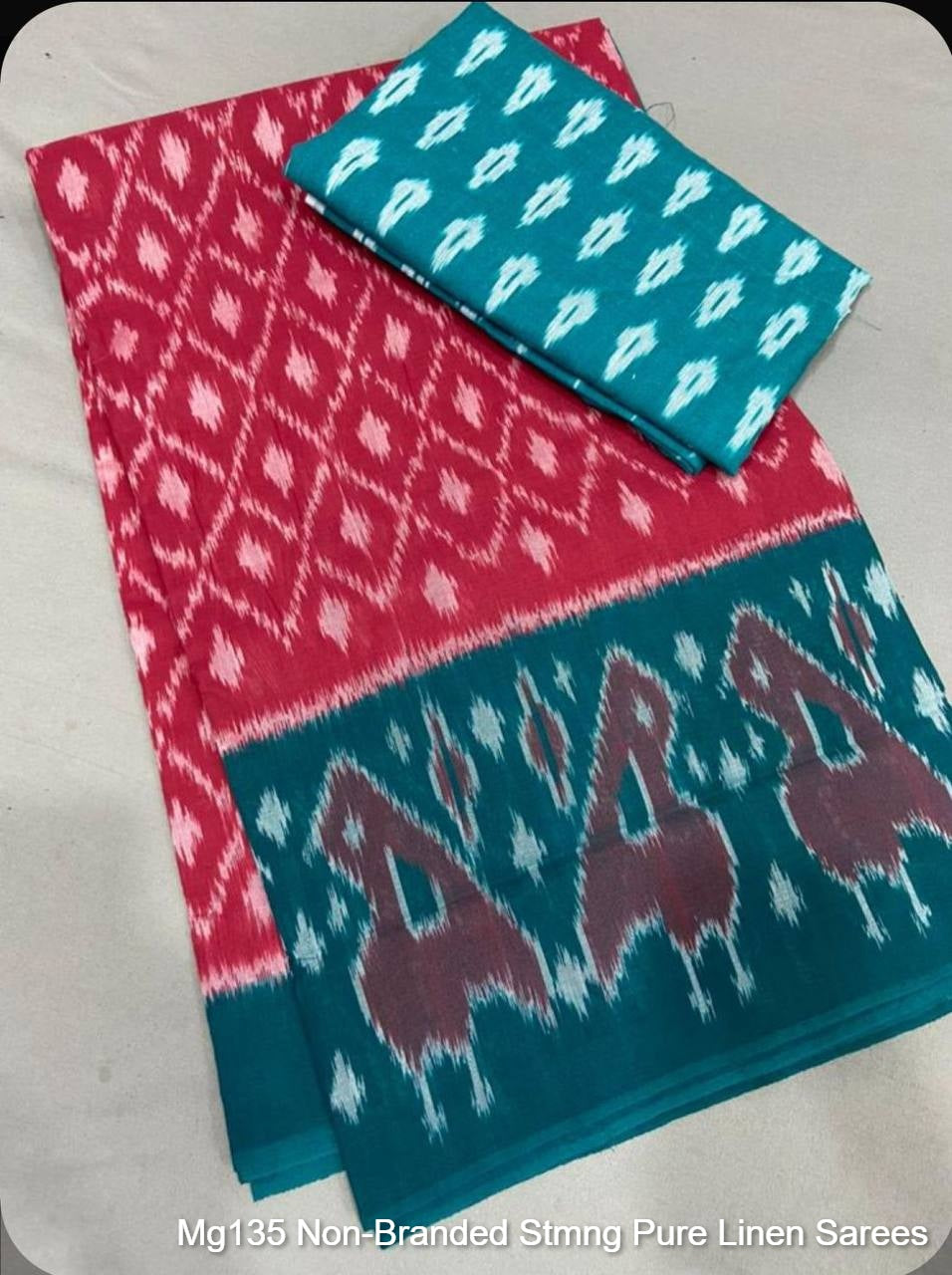 Mg135 Non-Branded Stmng Pure Linen Sarees