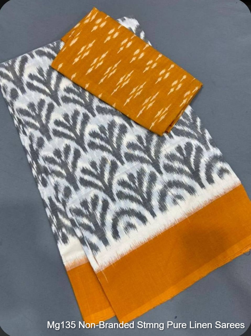 Mg135 Non-Branded Stmng Pure Linen Sarees