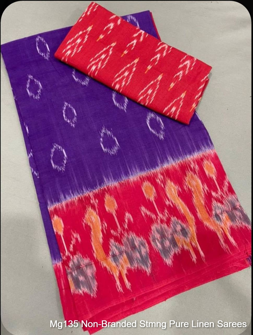Mg135 Non-Branded Stmng Pure Linen Sarees