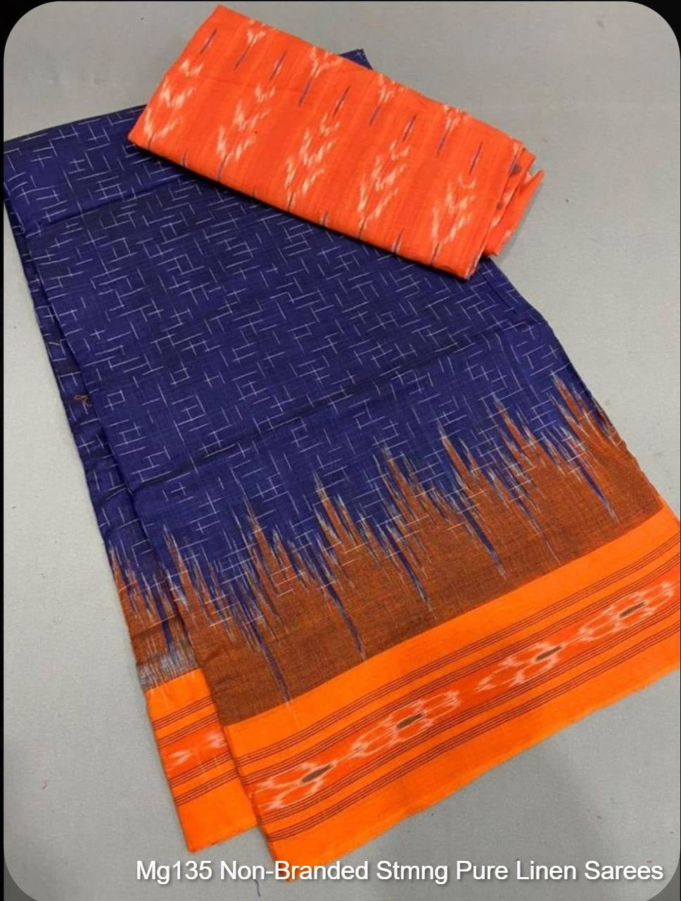 Mg135 Non-Branded Stmng Pure Linen Sarees