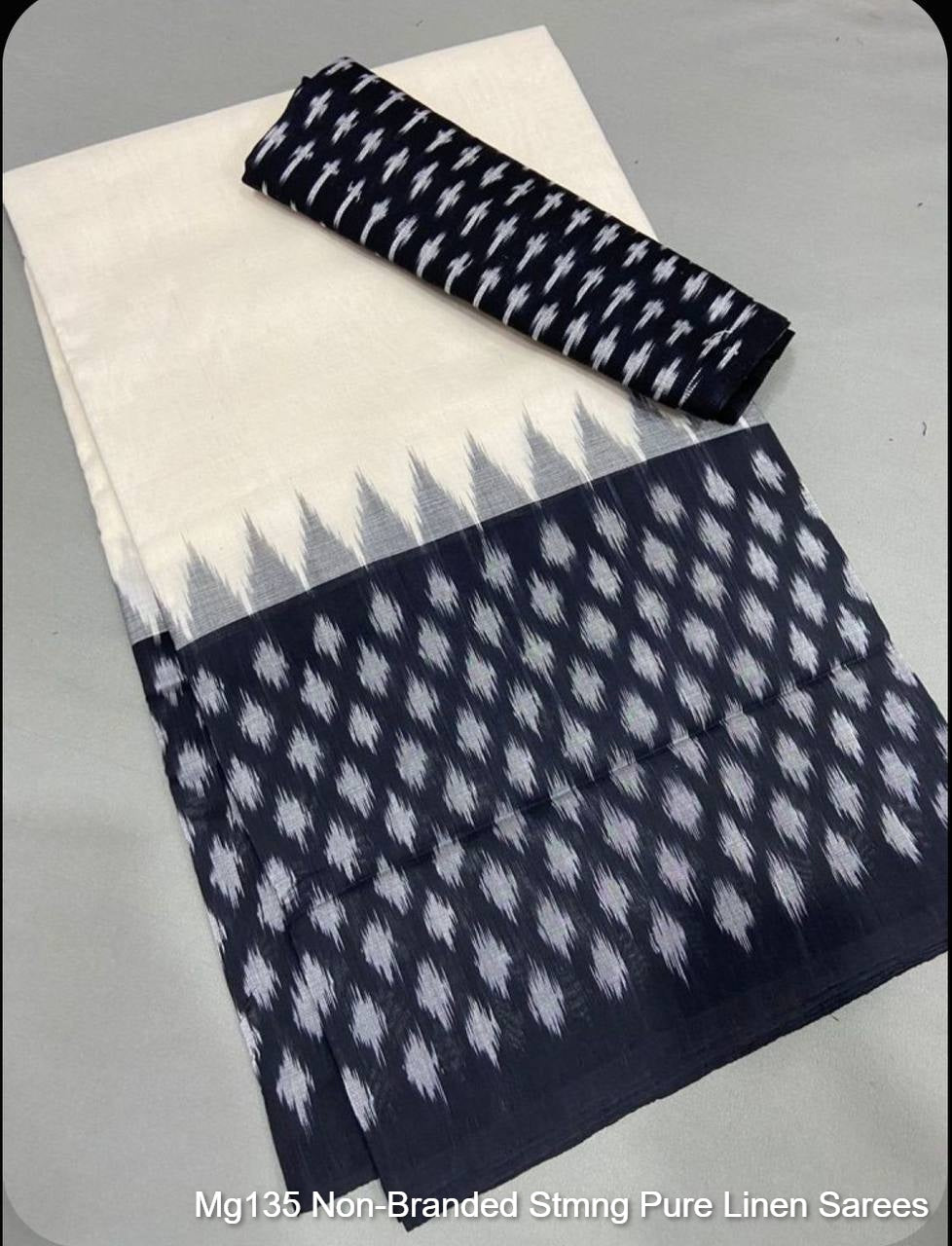 Mg135 Non-Branded Stmng Pure Linen Sarees