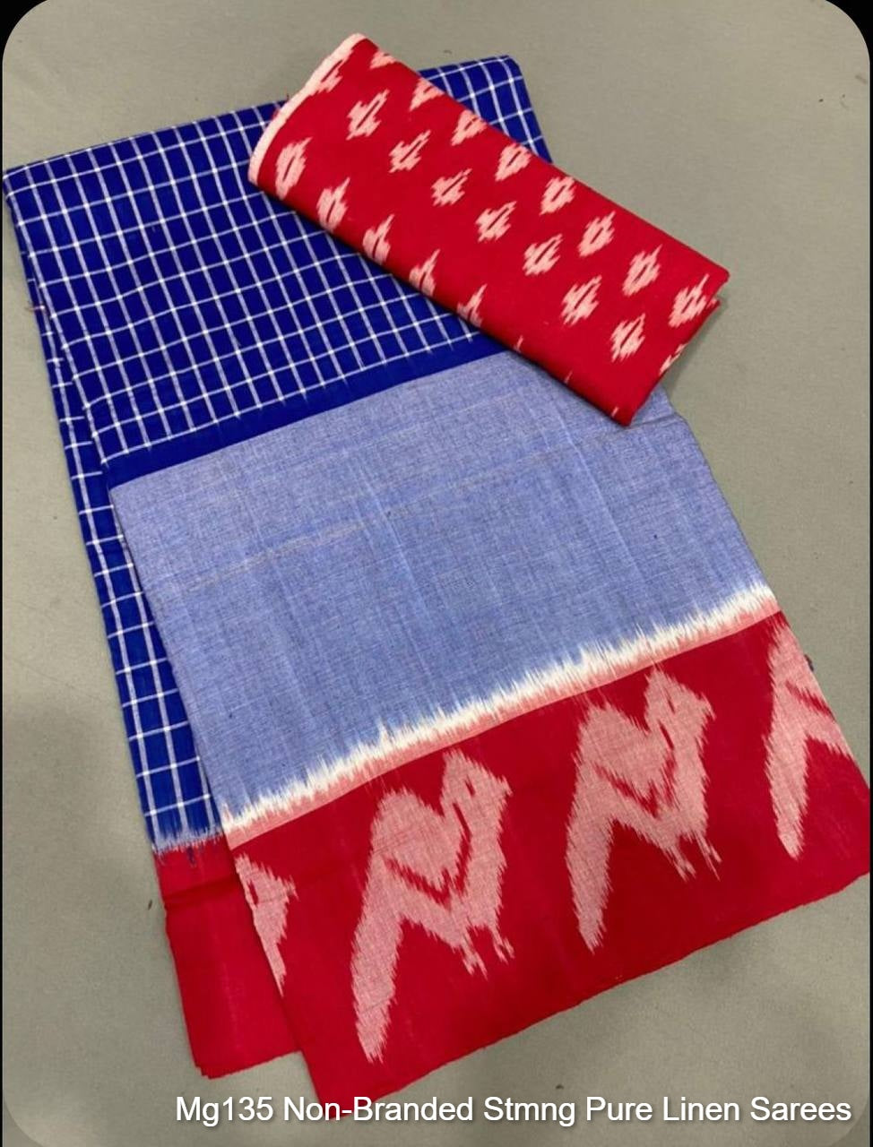 Mg135 Non-Branded Stmng Pure Linen Sarees