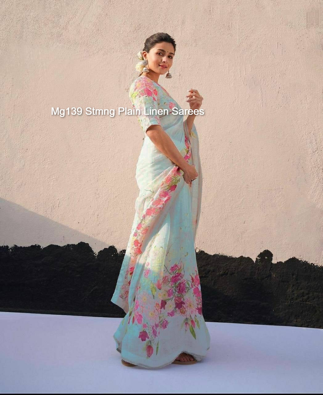 Mg139 Stmng Plain Linen Sarees