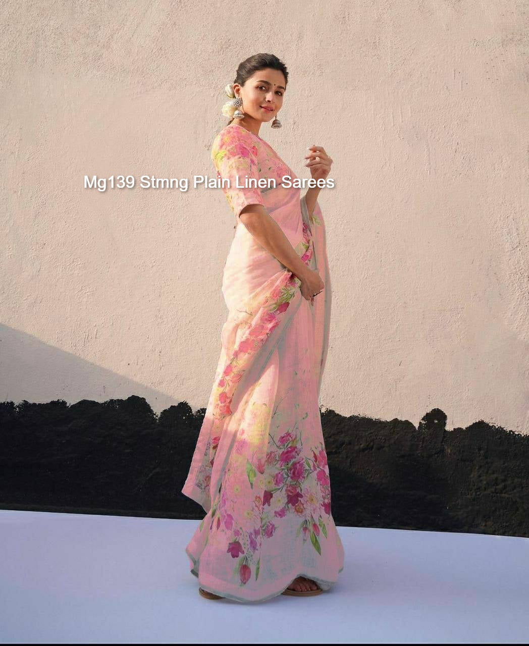 Mg139 Stmng Plain Linen Sarees