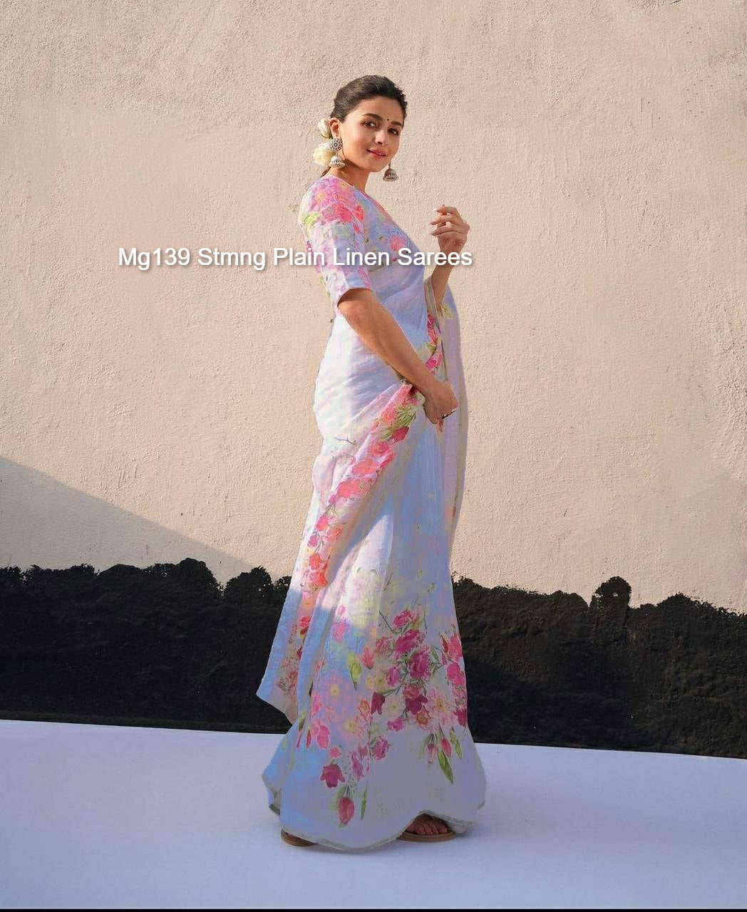 Mg139 Stmng Plain Linen Sarees