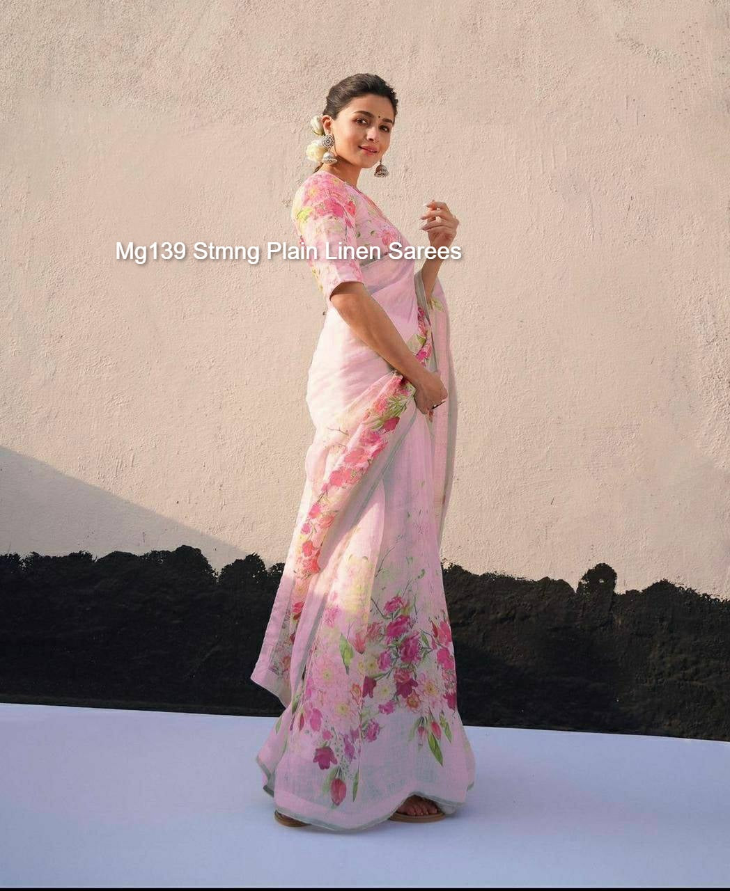 Mg139 Stmng Plain Linen Sarees
