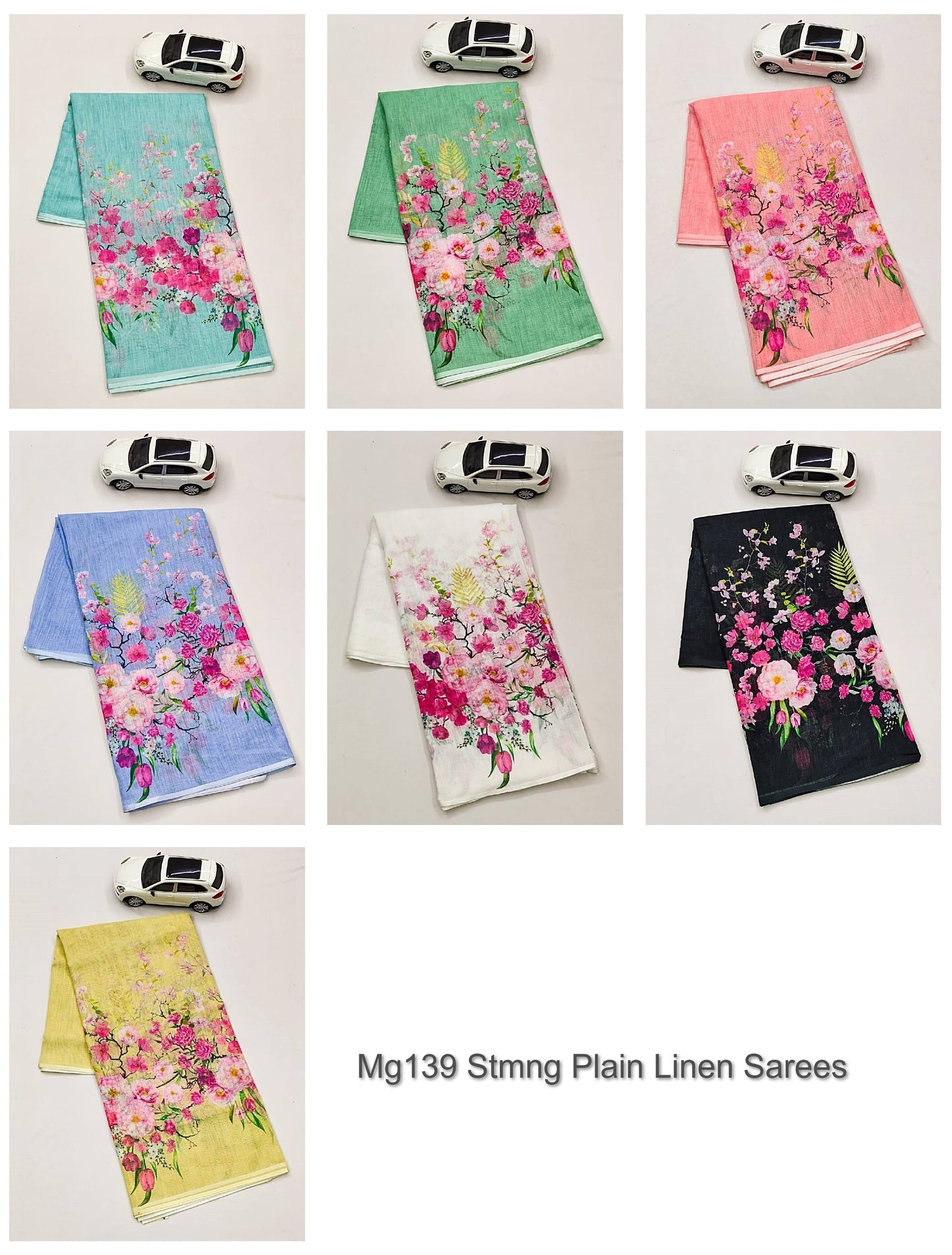 Mg139 Stmng Plain Linen Sarees