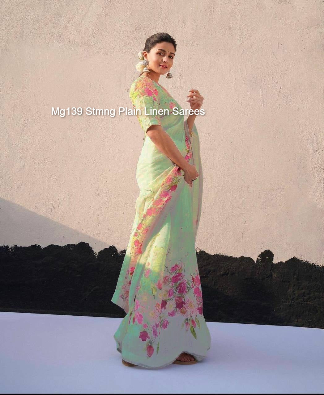 Mg139 Stmng Plain Linen Sarees
