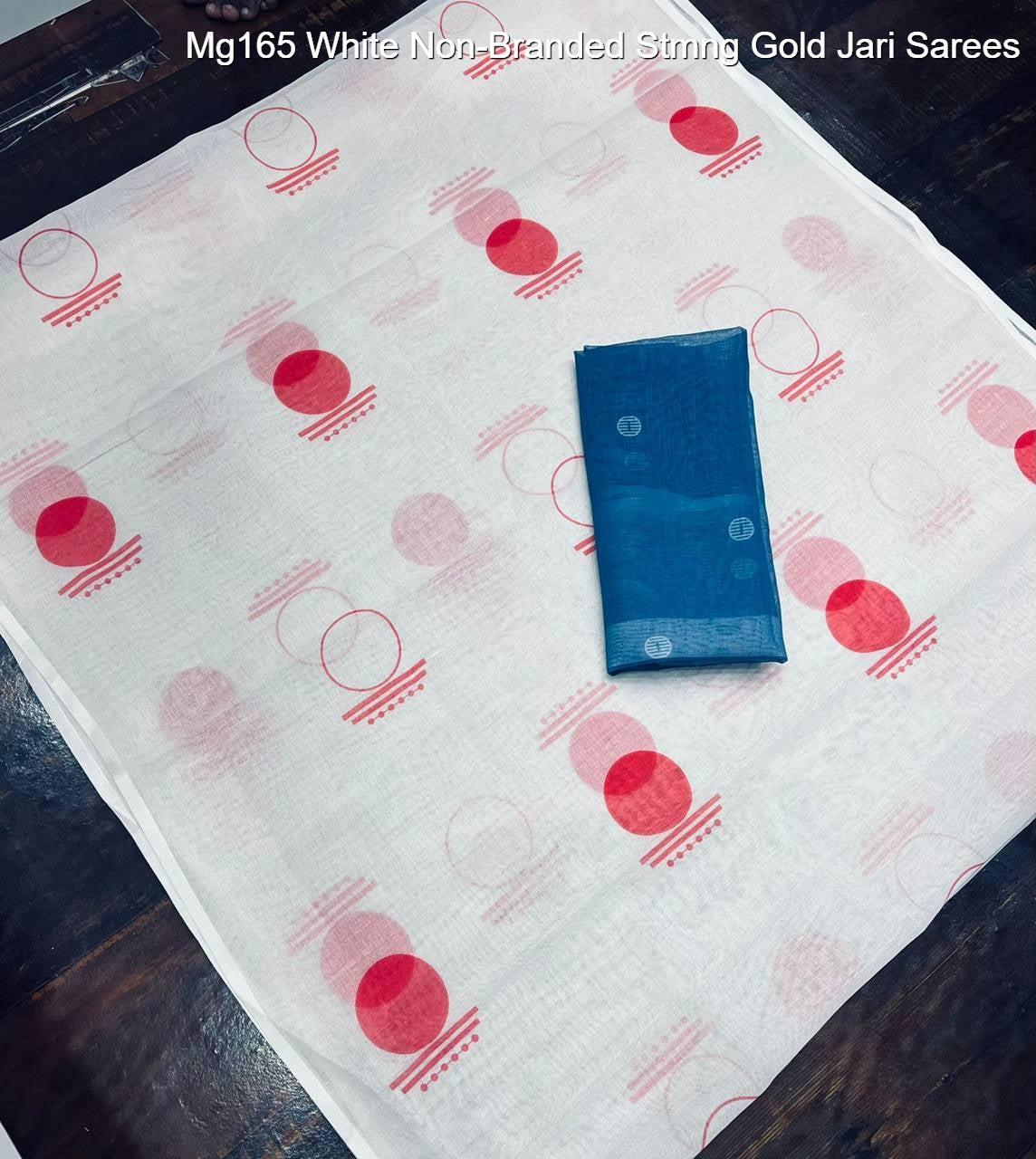 Mg165 White Non-Branded Stmng Gold Jari Sarees