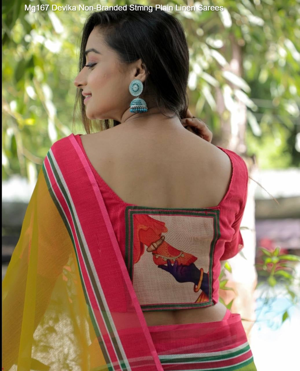 Mg167 Devika Non-Branded Stmng Plain Linen Sarees