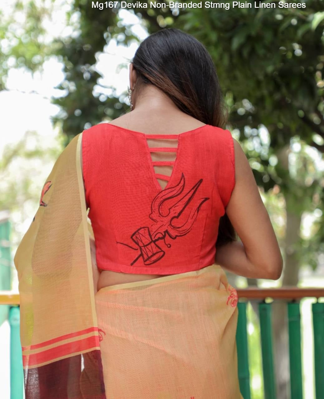 Mg167 Devika Non-Branded Stmng Plain Linen Sarees