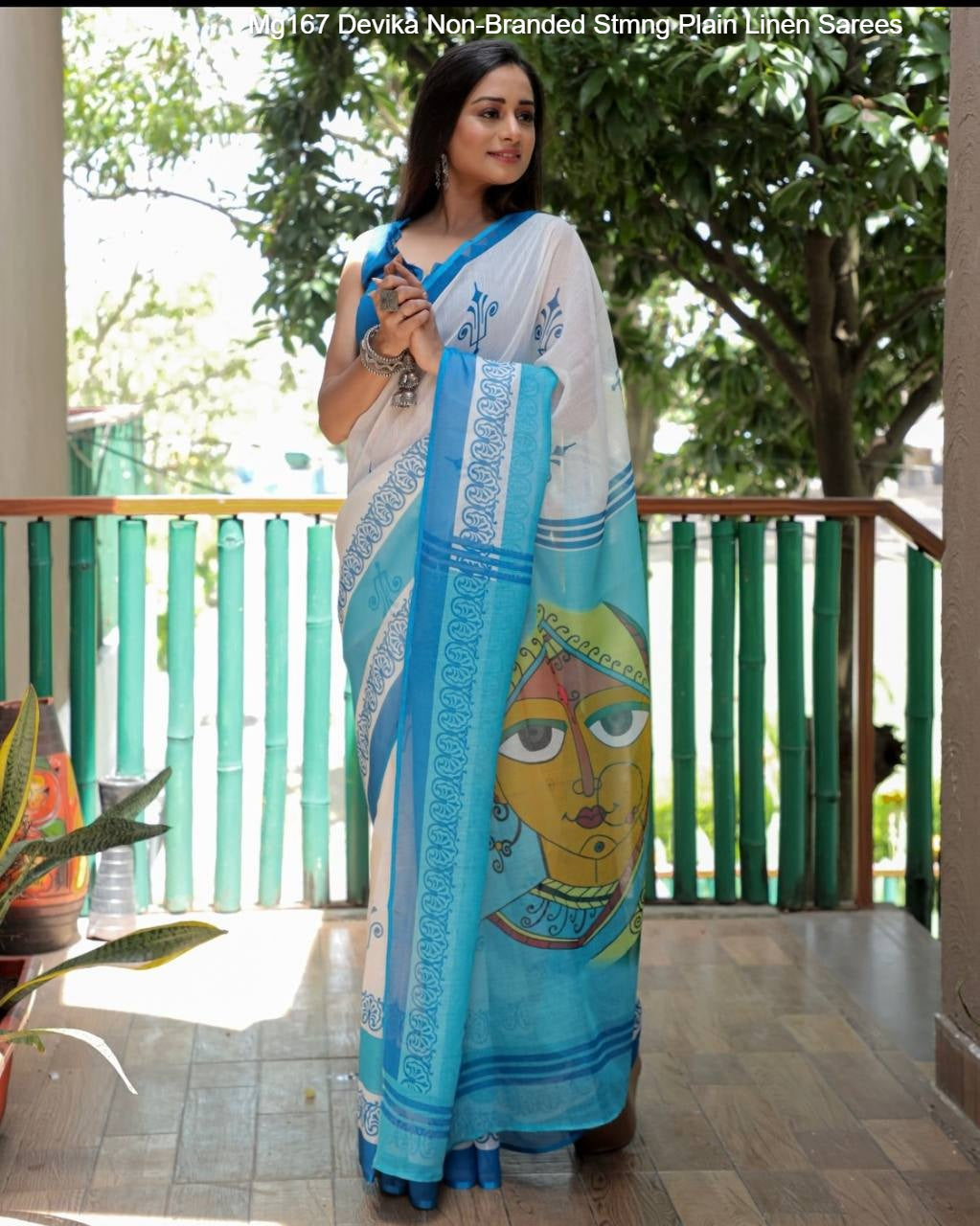 Mg167 Devika Non-Branded Stmng Plain Linen Sarees