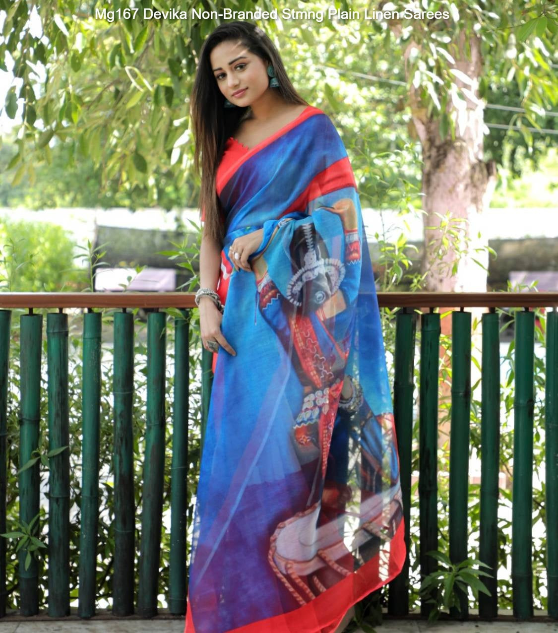 Mg167 Devika Non-Branded Stmng Plain Linen Sarees