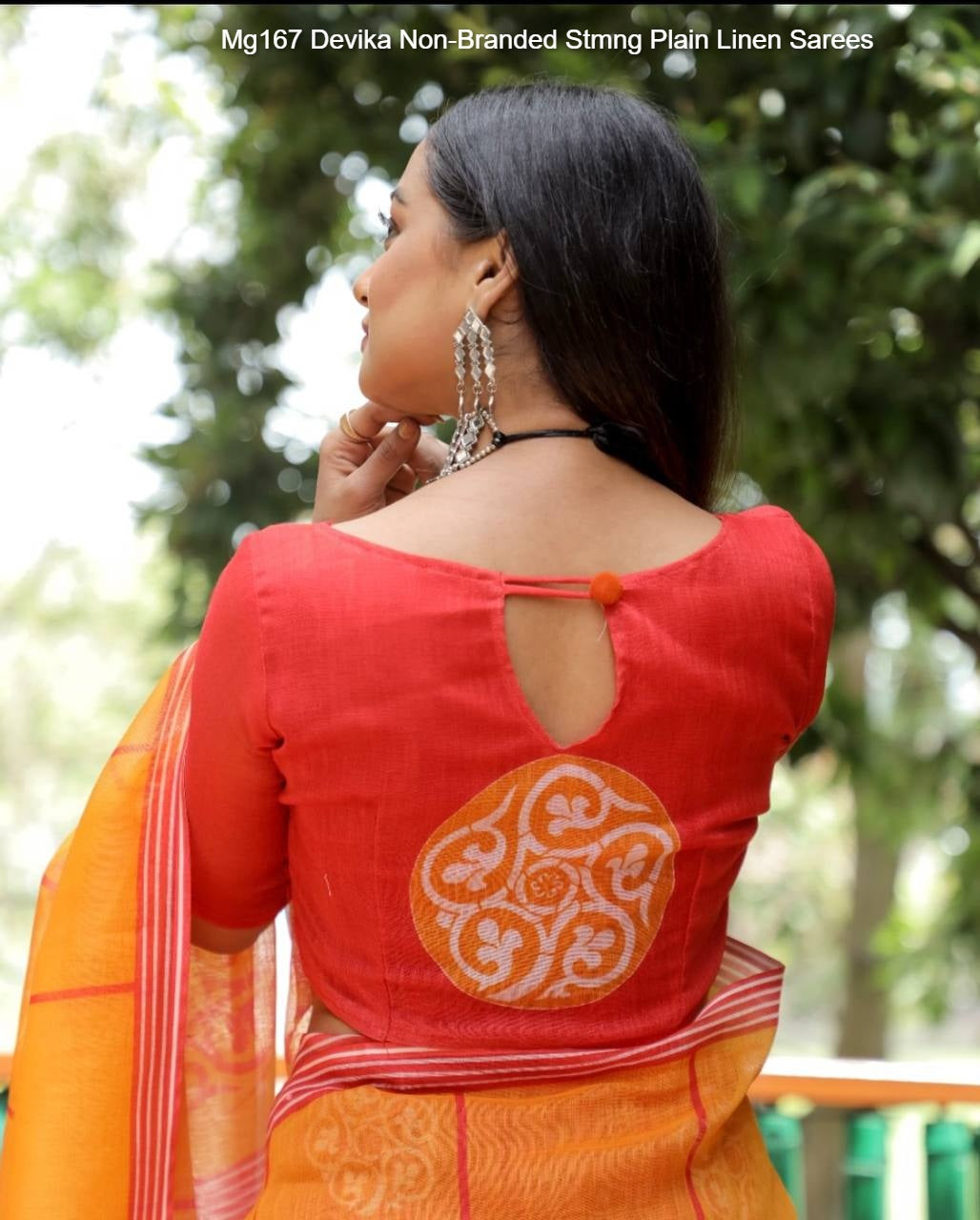 Mg167 Devika Non-Branded Stmng Plain Linen Sarees