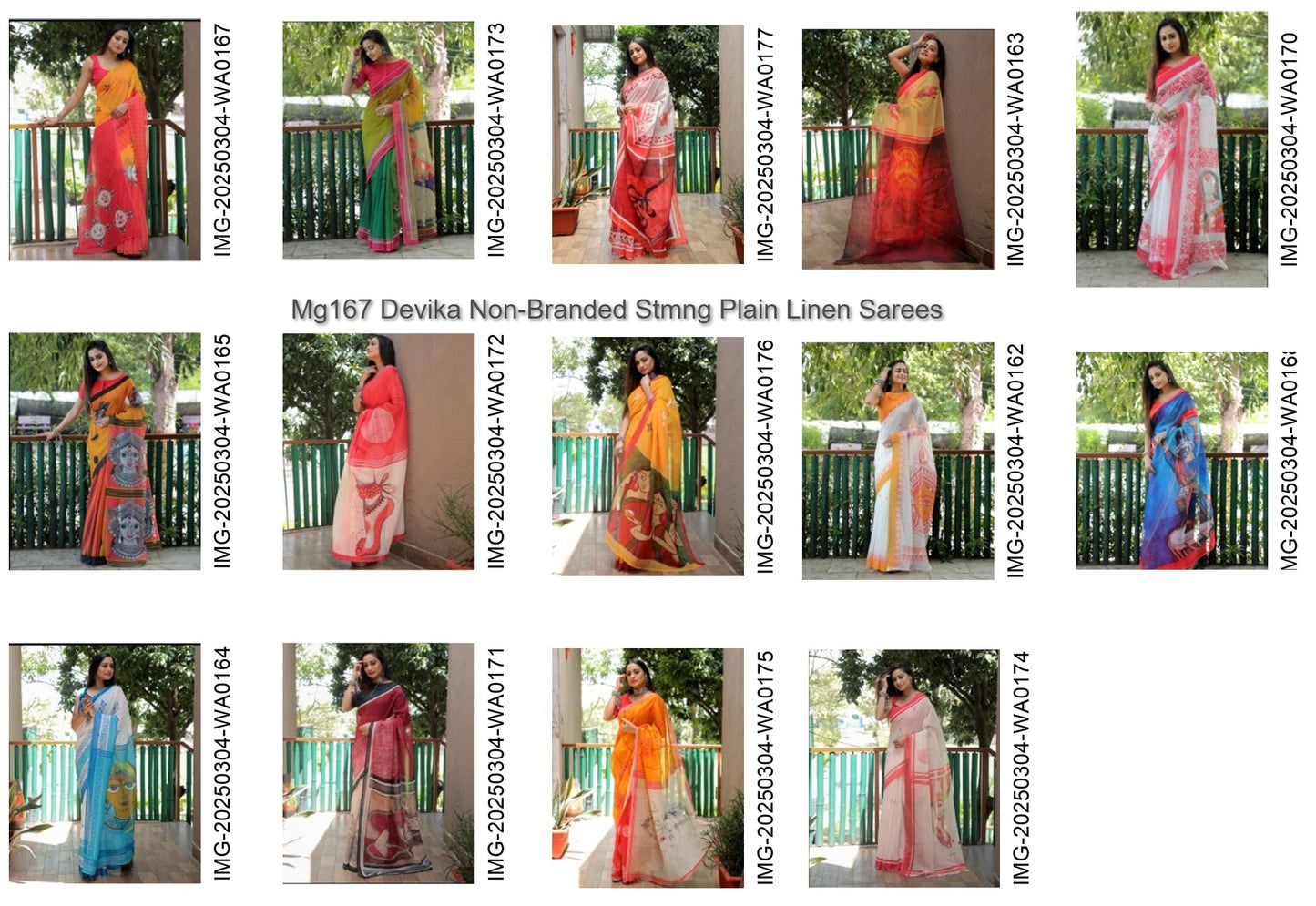 Mg167 Devika Non-Branded Stmng Plain Linen Sarees